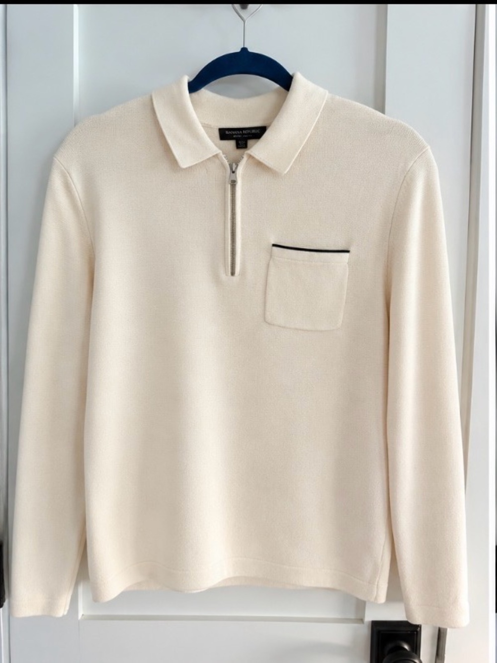 Banana Republic Cream Zip-Neck Pocket Sweater